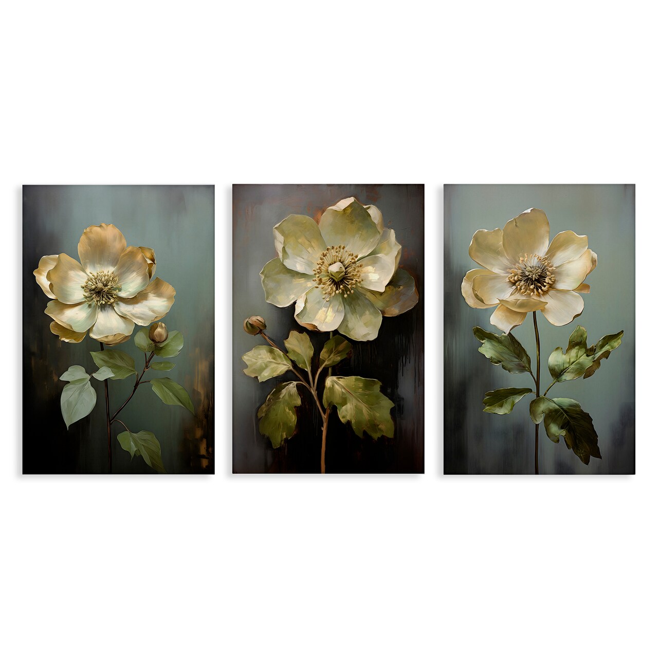 Stupell Industries Detailed Magnolia Flowers 3pc Canvas Wall Art Set Design by Petal Prints Design